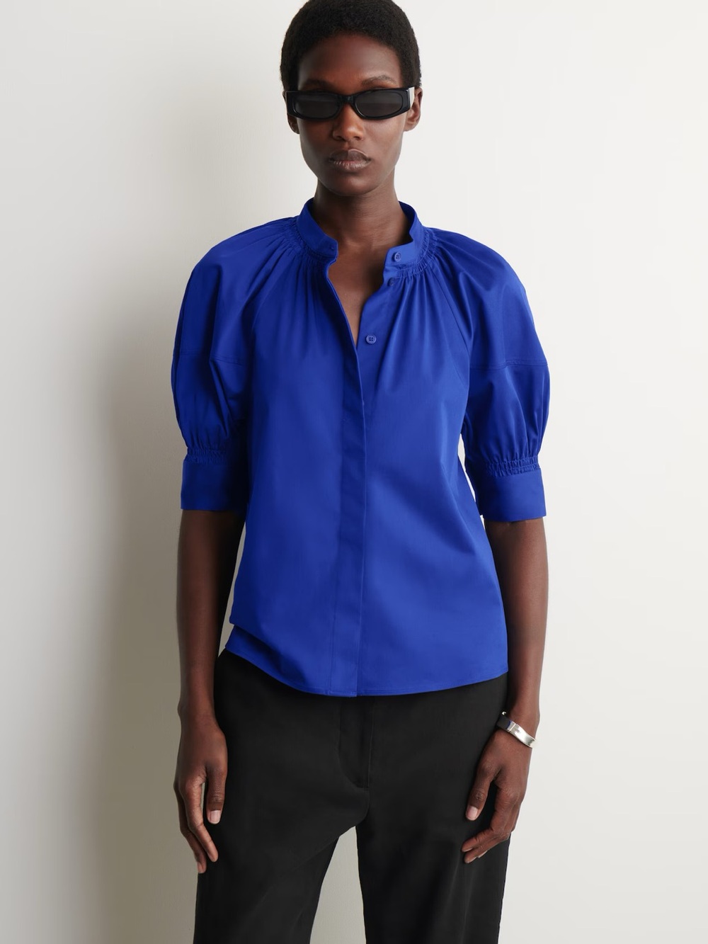 NWT (size 10) COS SMOCKED PUFF-SLEEVE BLOUSE